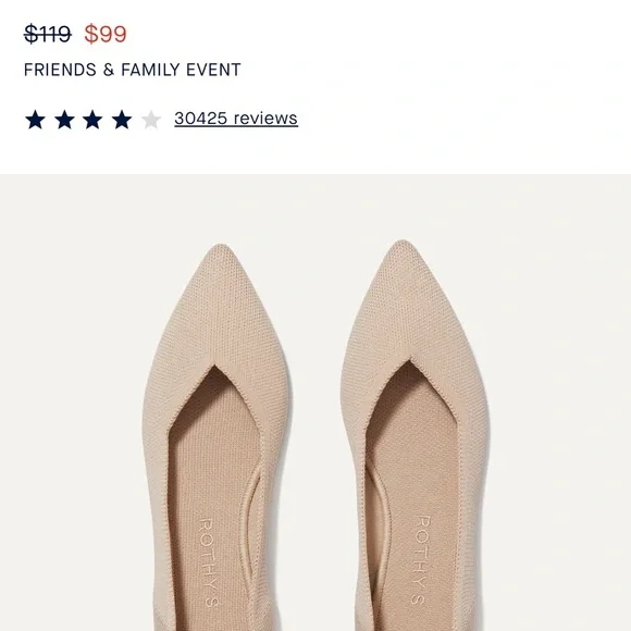 Rothy's Tan Flats Sleek Minimalist Design - Picture 1 of 3